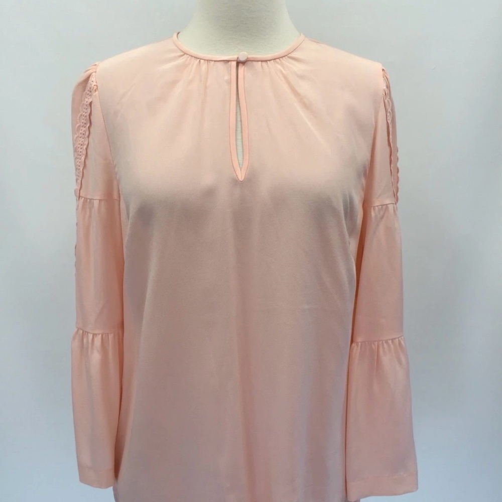 J. Crew Light Pink Blouse with Lace Sleeves